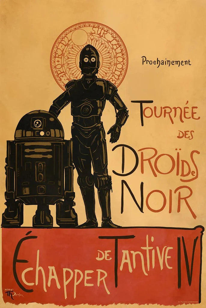 Droids Noir - R2D2 and C3PO Fine Art Lithograph HotMerchUK
