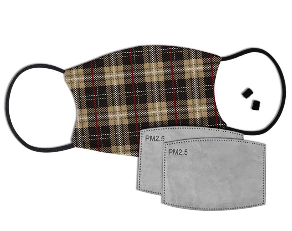 Brown Tartan Custom Face Mask with Filter Face Masks Hot Merch
