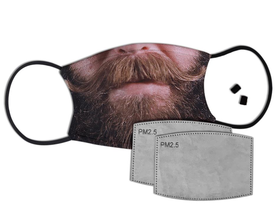 Curly Moustache Custom Face Mask with Filter Face Masks Hot Merch