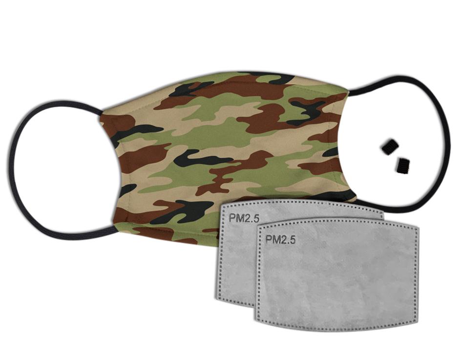 Green Camo Custom Face Mask with Filter Face Masks Hot Merch