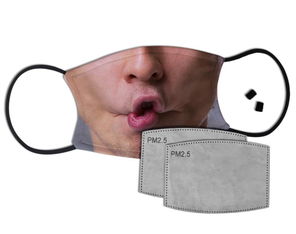 Male Squashed Lips Custom Face Mask with Filter Face Masks Hot Merch