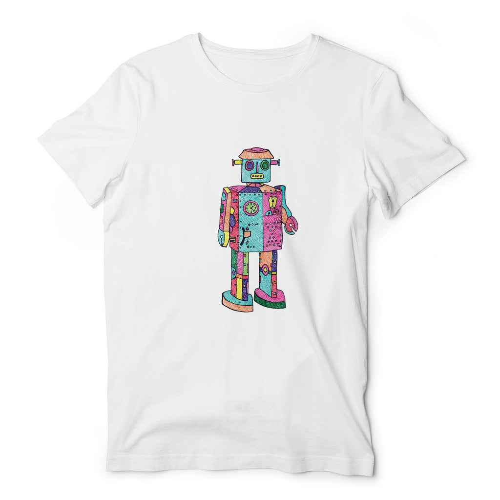 Atomic Robot Man T-Shirt T-Shirts Hot Merch Small White