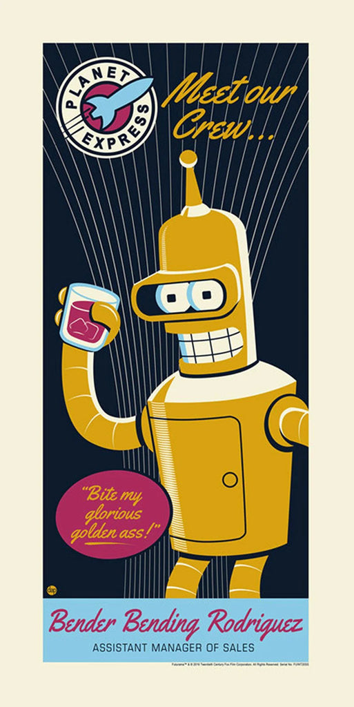 Futurama : Gold Bender Silk-Screen on Paper HotMerchUK