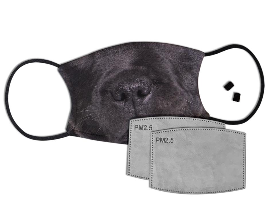 Black Dog Face Custom Face Mask with Filter Face Masks Hot Merch 