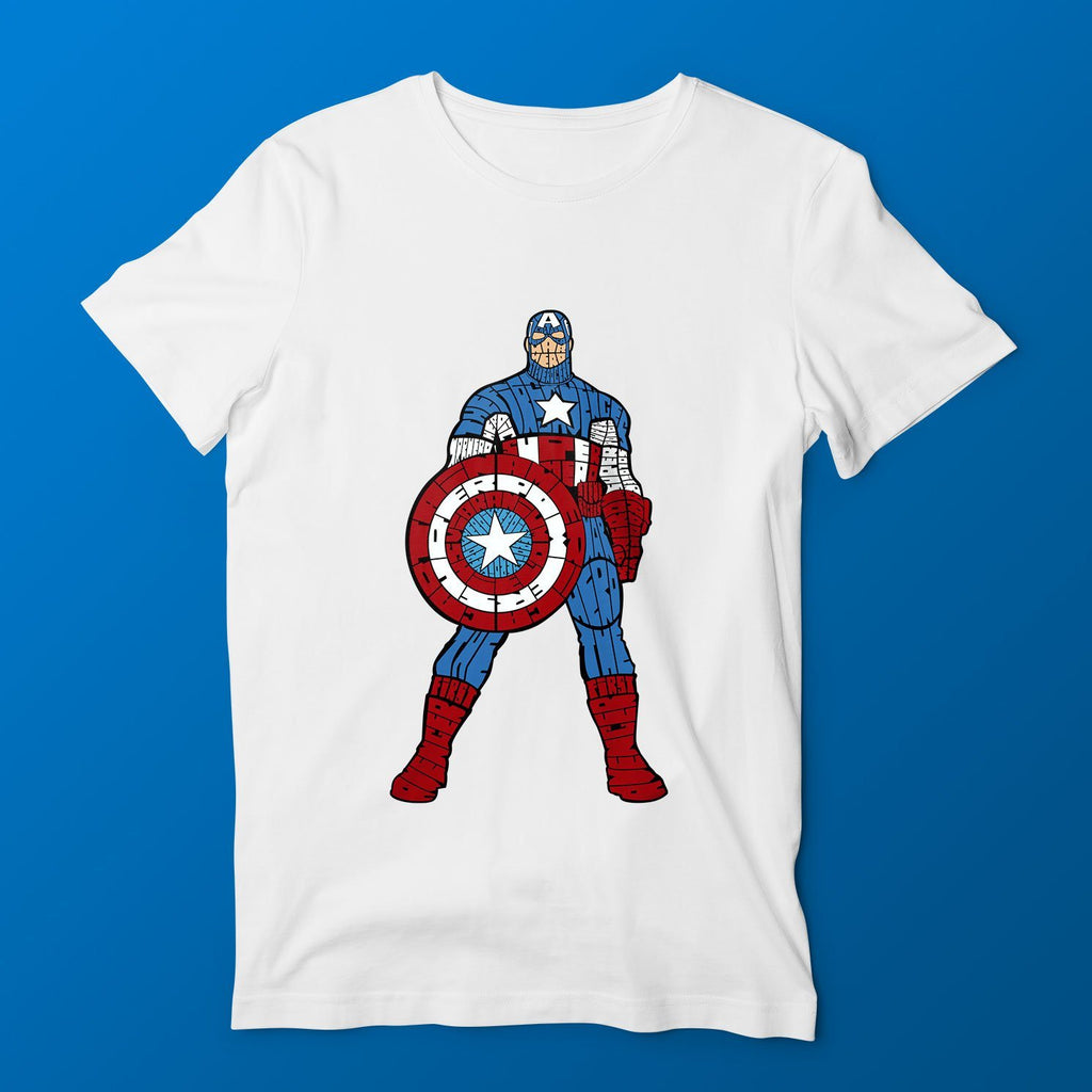 Captain America T-Shirt T-Shirts Hot Merch Small White 