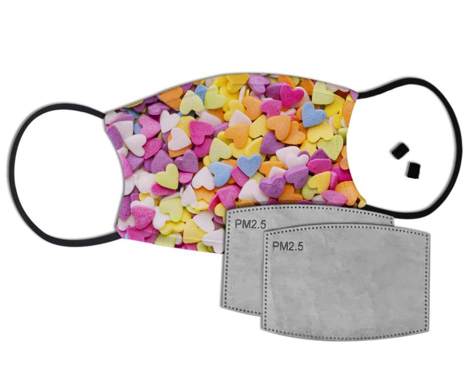 Candy Hearts Custom Face Mask with Filter Face Masks Hot Merch 