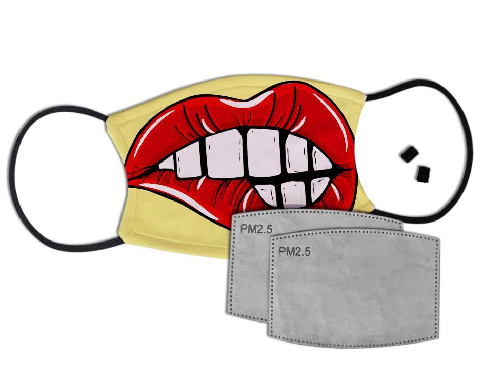 Bitey Lip Custom Face Mask with Filter Face Masks Hot Merch 