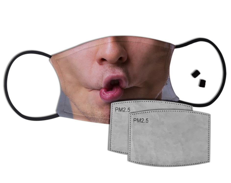 Male Squashed Lips Custom Face Mask with Filter Face Masks Hot Merch 