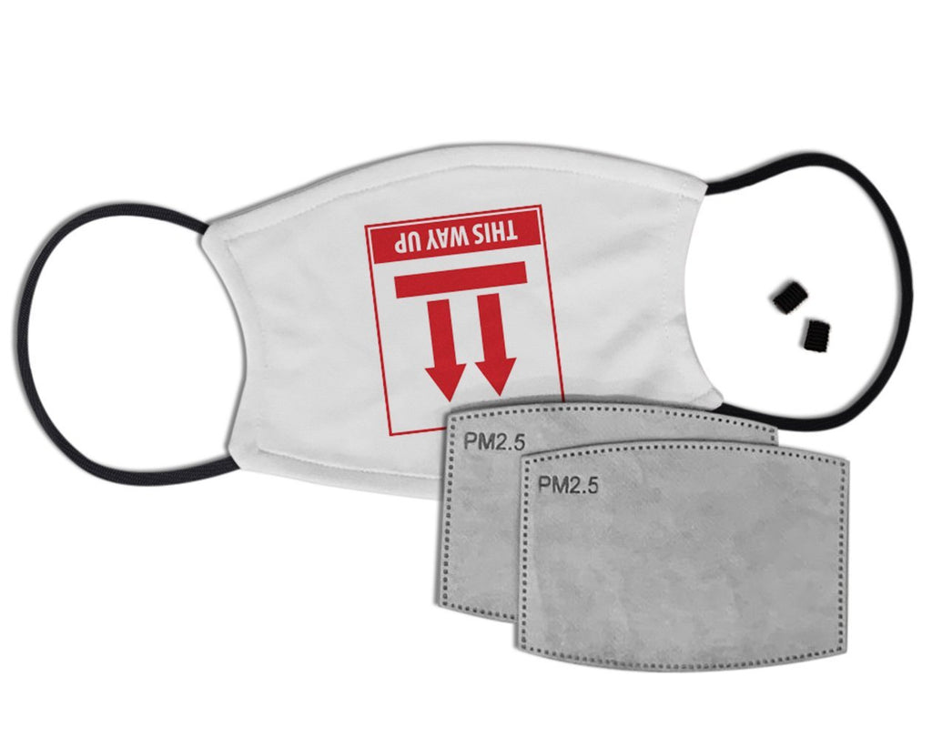 This Way Up Custom Face Mask with Filter Face Masks Hot Merch White 
