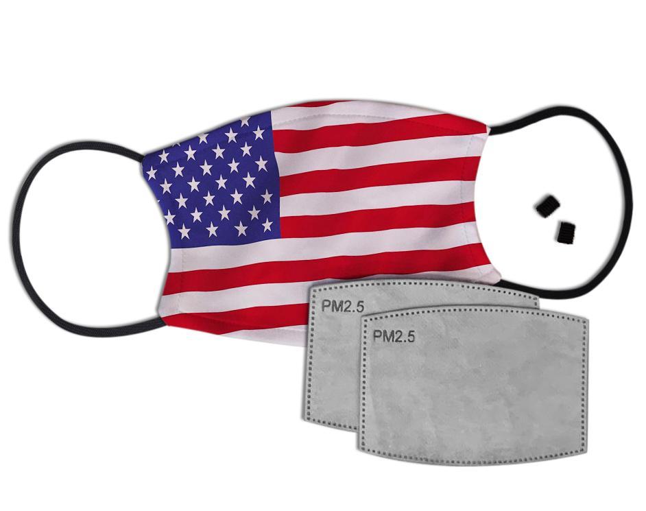 USA Flag Custom Face Mask with Filter Face Masks Hot Merch 
