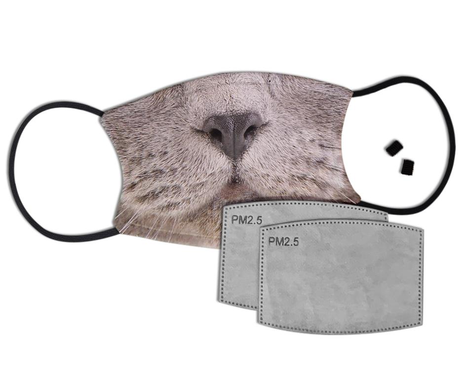White Cat Face Custom Face Mask with Filter Face Masks Hot Merch 